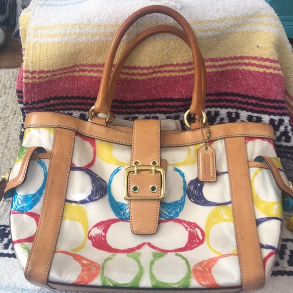 Coach Handbags - !!💋Coach colorful purse-& key chain💋!!